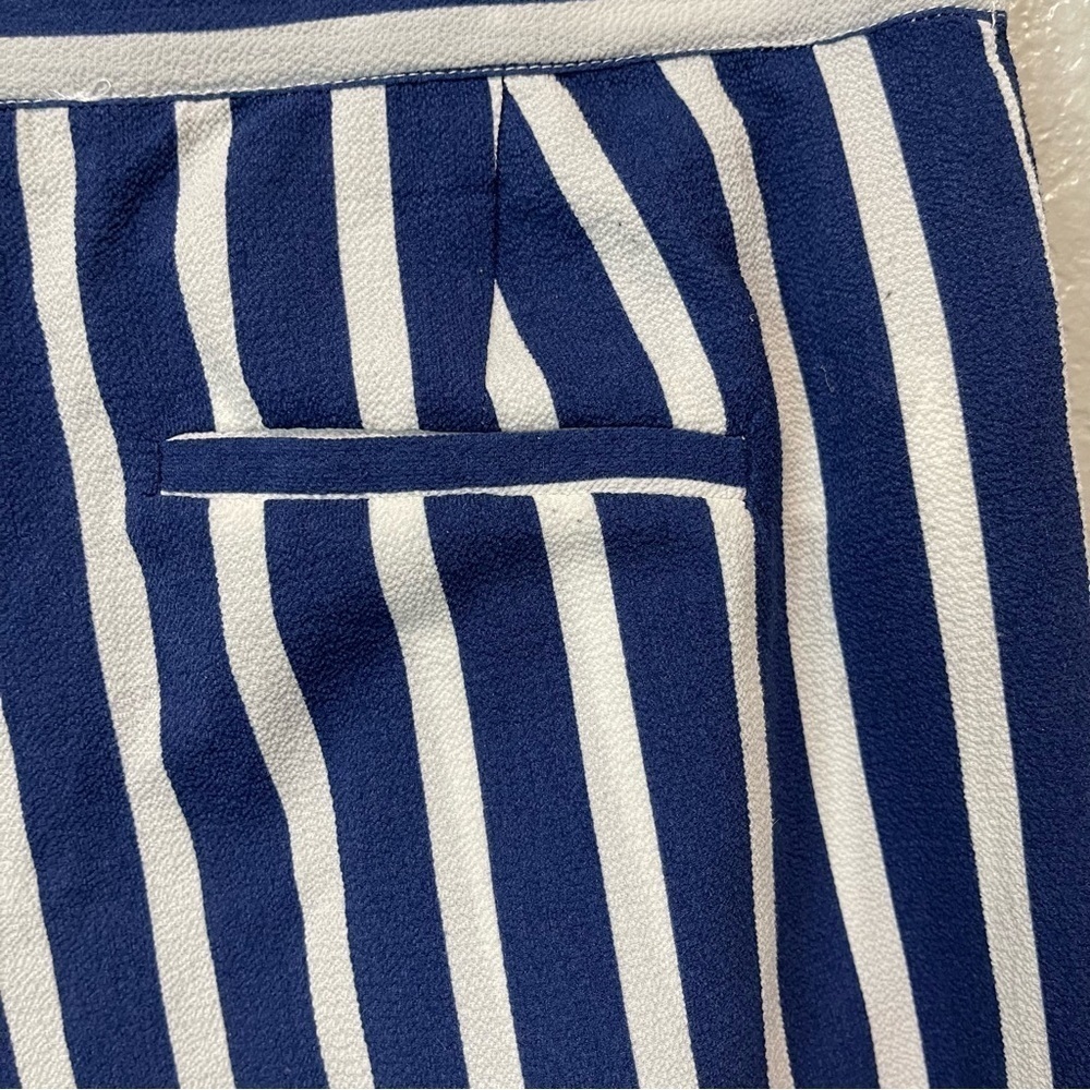 Mango Palazzo Wide Leg Ankle Striped Trouser Pants Size 4 in Blue/White - Picture 4 of 6
